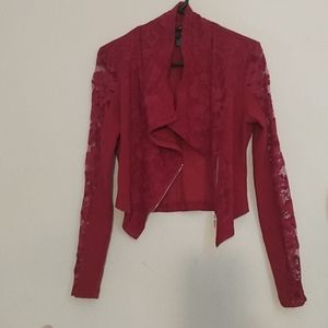 Red Snap deep red bolero jacket.